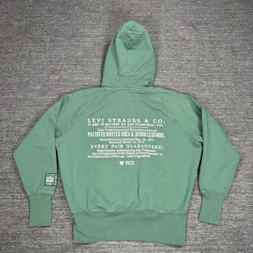 Levis X Reese Cooper Green Cotton Embroidered Hoodie Medium Green Sweatshirt